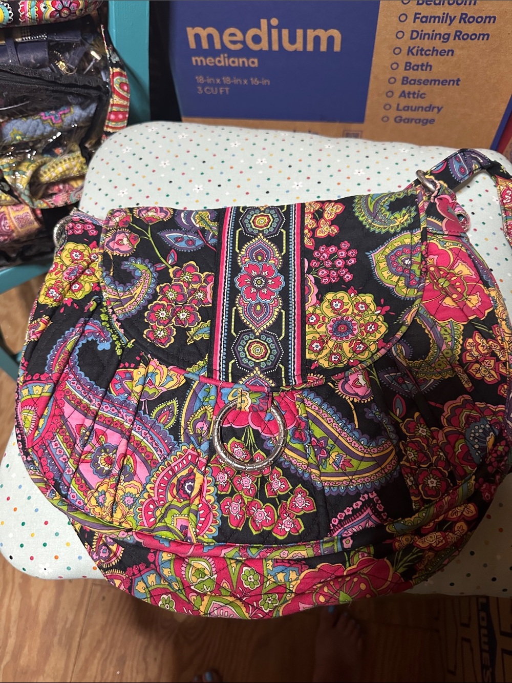 Quilted Floral Crossbody Bag — Multicolor